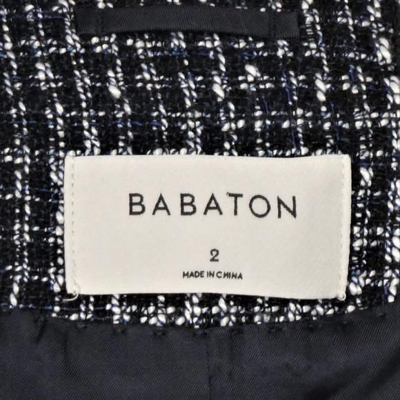 Aritzia Babaton Tweed Textured Navy Double Breasted Blazer Size 2 - Picture 12 of 14